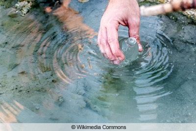 Teich mit Brunnenwasser füllen - Wasserprobe entnehmen